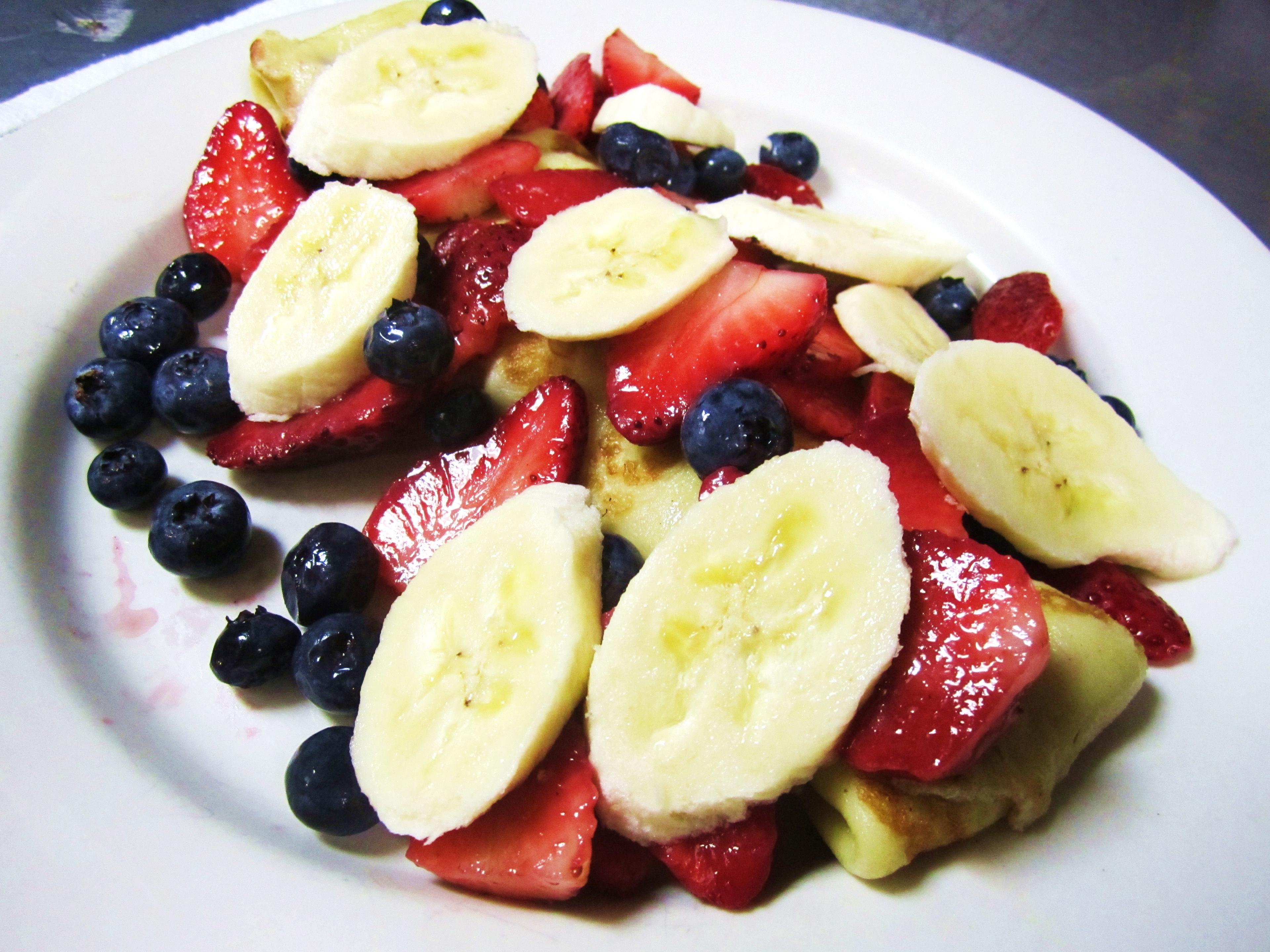 Fresh, fresh, fresh, fruit, fruit, fruit crepe!