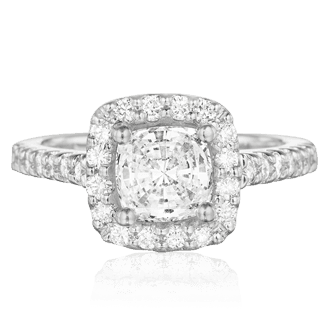 Cushion cut diamond halo ring