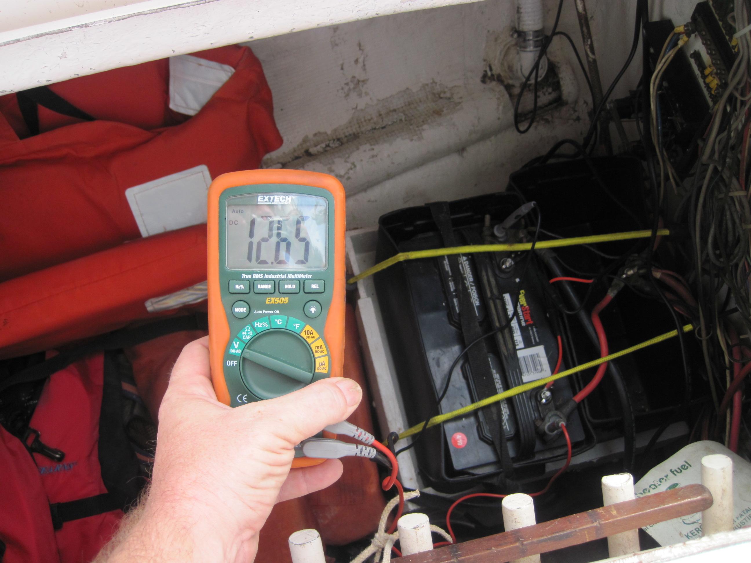 Testing the battery banks during a survey