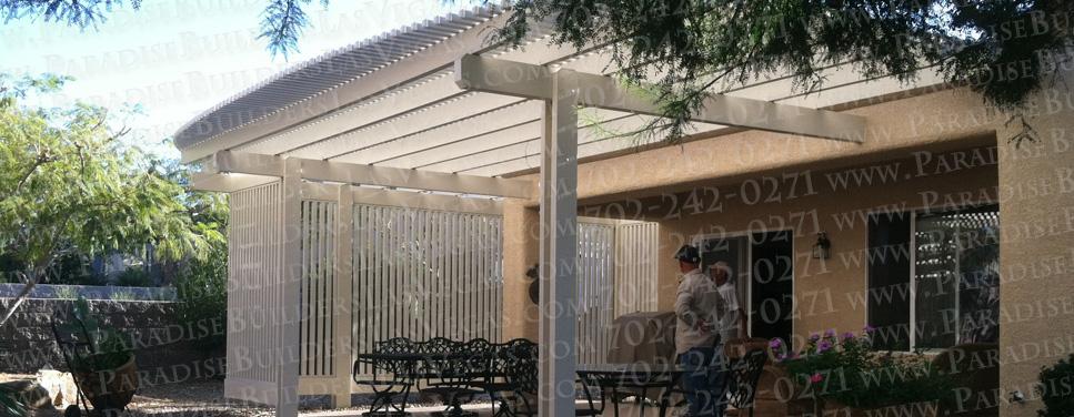 Curved Lattice Patio Cover with Privacy Wall