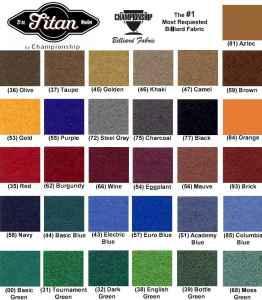 Pool Table Felt colors