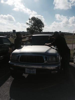 A rock chip turned into a long crack across the windshield of our mobile shop so we called Chip Control