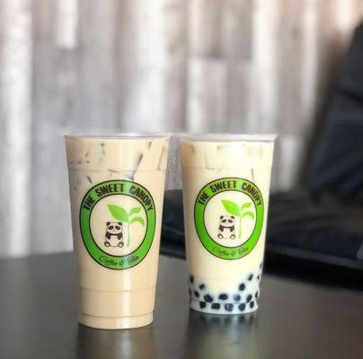 Roasted Oolong Milk Tea ( Rate: 3 / 5 ) & Organic Jasmine Green Milk Tea with pearl ( Rate: 3 / 5 )