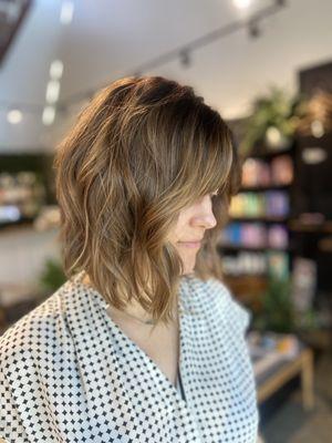 Reverse balayage and cut by Shanon