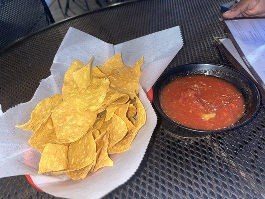 Chips and Salsa (not too spicy, watery)