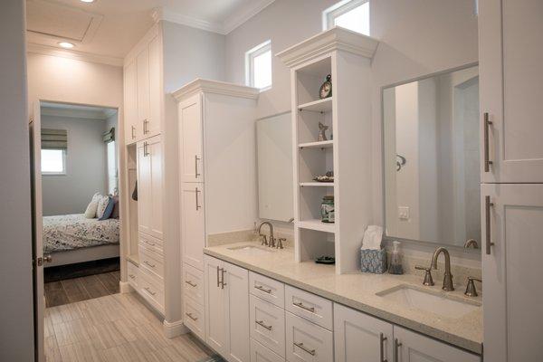 Orange Whole House Remodel - Double Sink Vanity with linen closets