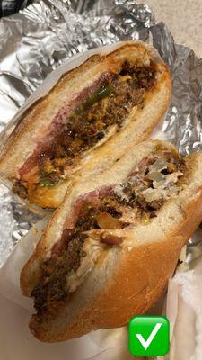 Chopped Cheese on a roll.