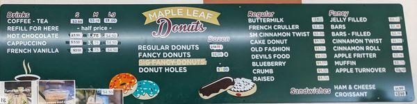 Donut prices menu