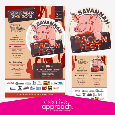 Logo and promotional materials for Bacon Fest.