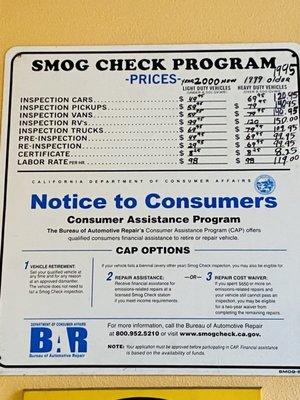 $49.95 Car smog + $8.25 DMV Certificate