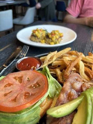 Crab Cakes and Chicken and Avocado Sandwich