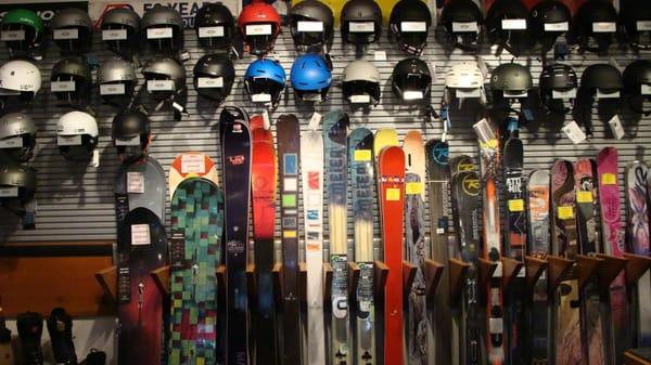 Base Mountain Sports has the best selection in skis and snowboards on the mountain.