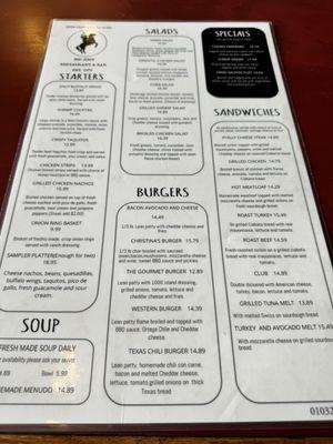 Front of Menu