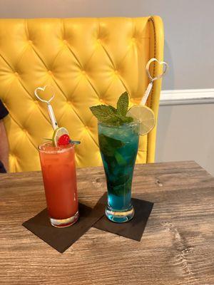 Special Drinks, a blue lagoon & a signature mocktail - delish!