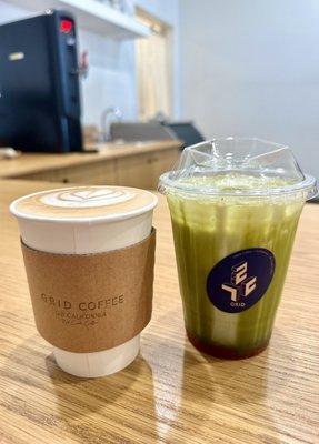 oat milk latte ($5) & strawberry matcha latte ($6)