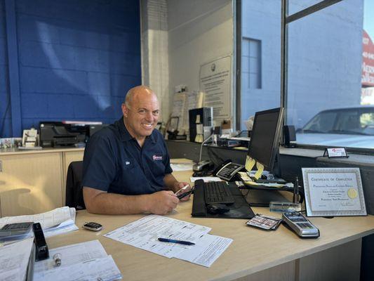 Mike the owner at the front desk.