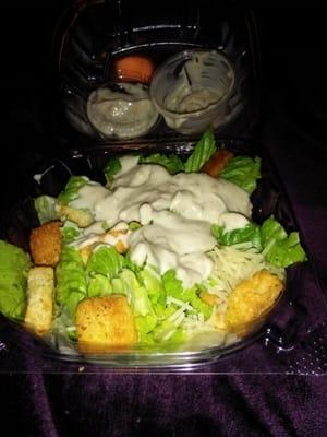 Yum! Caesar side salad with Caesar dressing