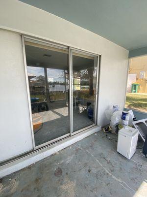 Old sliding doors out to the lanai