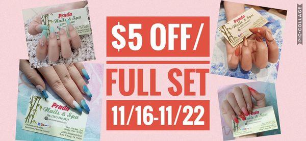 $5 OFF/ Full Set (11/16-11/22)