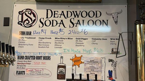 Soda saloon menu