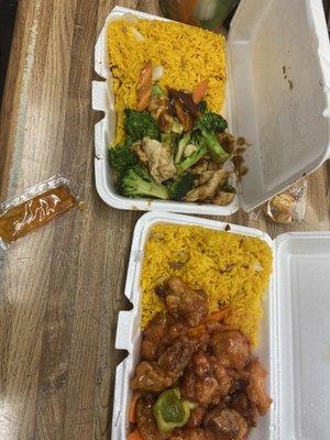 Chicken broccoli lunch and honey chicken lunch