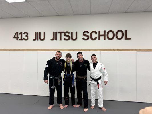 Pedro, Fisher, Nick and Matheus Fisher Blue Belt promotion