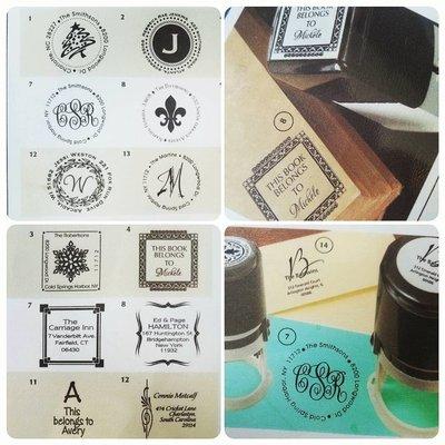 Personalized rubber stamps for personal or office use.