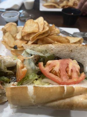 Grilled veggie sub w fresh hot chips!