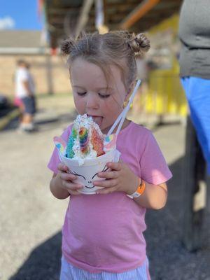 Enjoying her unicorn