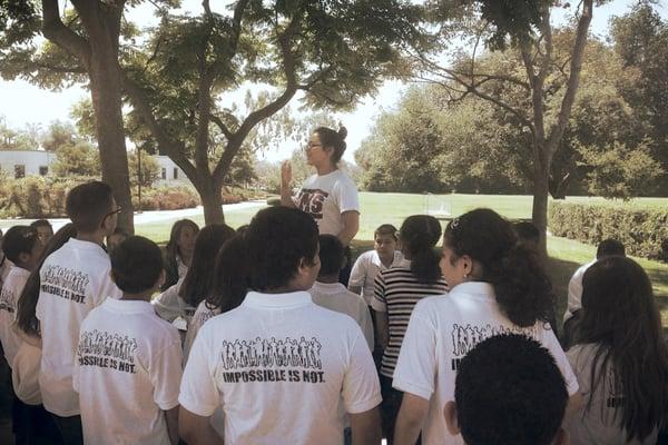 Students tour the Claremont McKenna colleges outside Los Angeles on a college access field lesson.