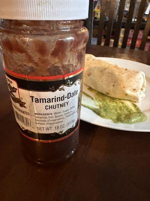 Mmmm Indian burritos. Secret Tamarind sauce the employee recommended and was spot on!