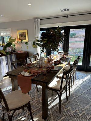 Country table, chairs, chair pads, upgraded napkins and table runner - all lovely.