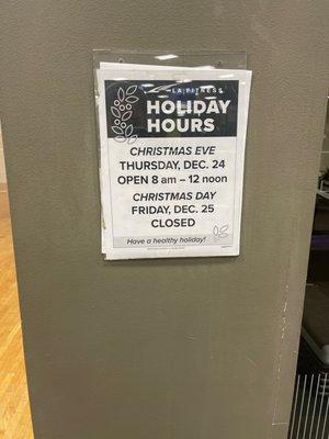 Holidays hours from last year.