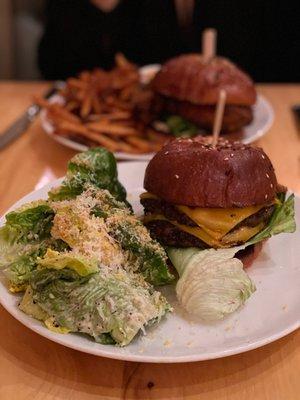 Burger with Cesar Salad