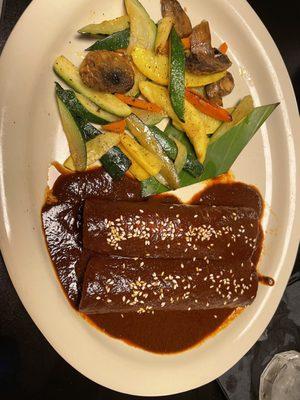 Special: Mole enchiladas (I substituted grilled veggies for the rice and beans)