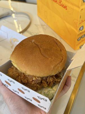 Crispy chicken on bun