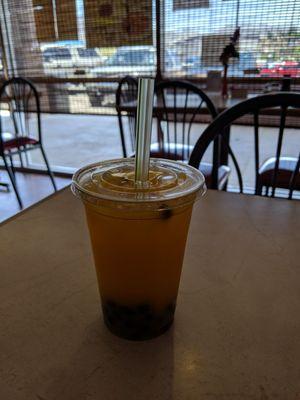 Mango tapioca tea.