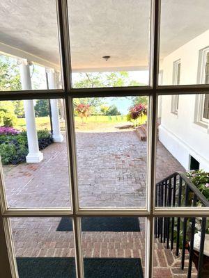 Looking out from the house onto the veranda