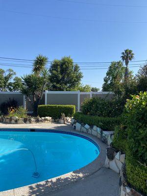 White and Adobe privacy fence