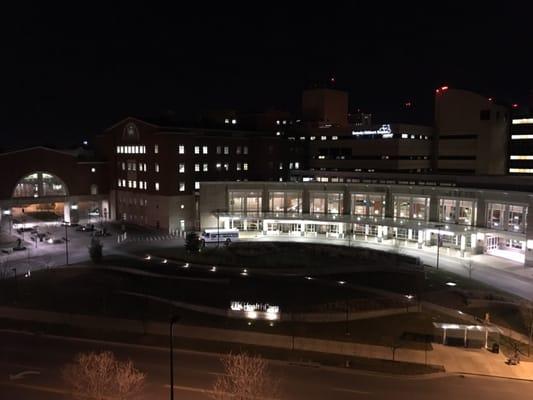 UK hospital at night.