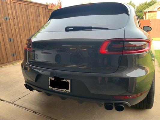 Exhaust rear view. Much more sporty than the original. Sounds great too.