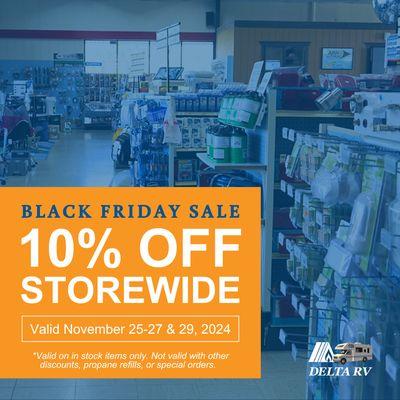 Black Friday Sale at Delta RV in Paso Robles! 10 off storewide. some restrictions may apply