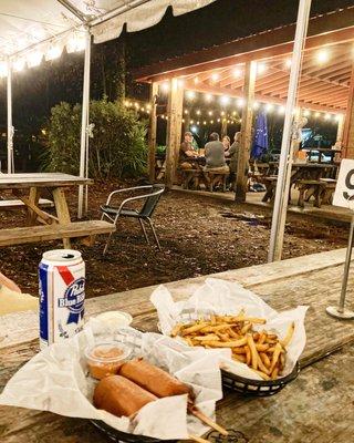 Corn dogs and duck fat fries