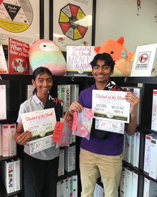 Congratulations to our Students of the Month - Aarav and Alaina! We are so proud of your hard work!