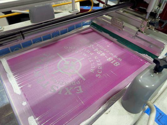 Screen on press and printing!