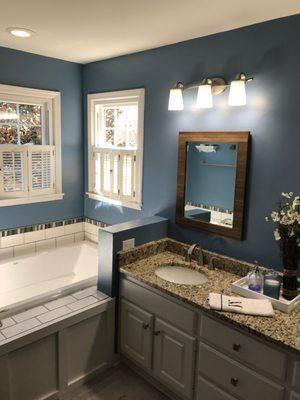 Blue Garden Tub Bathroom