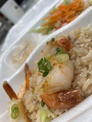 Grilled shrimp with fried rice