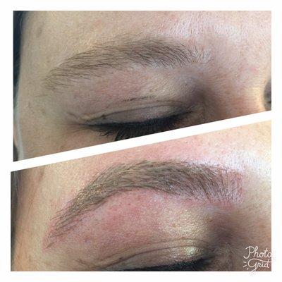 Giving a little pop to these light brows with Microblading - by Chelsie