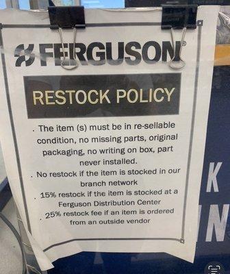 Restock policy