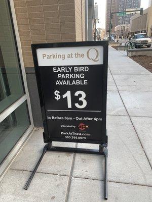 Rates for "Early Bird" parking